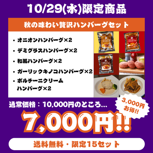 【29の日限定】秋の味わい贅沢ハンバーグセット（送料無料・各日15セット）